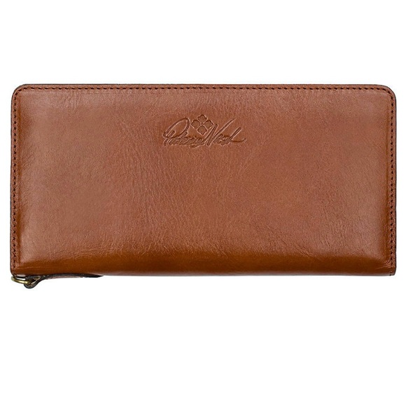 PATRICIA NASH Valentia leather women's clutch wristlet wallet Brown/Tan - Picture 2 of 4